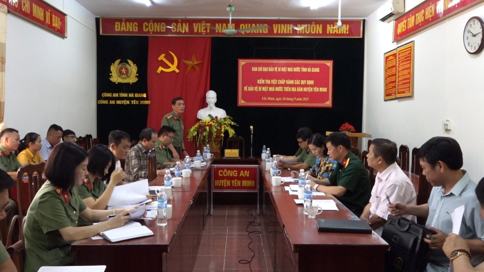 Đoàn công tác Ban Chỉ đạo Bảo vệ bí mật nhà nước tỉnh Hà Giang kiểm tra việc chấp hành các quy định về bảo vệ bí mật nhà nước tại huyện Yên Minh