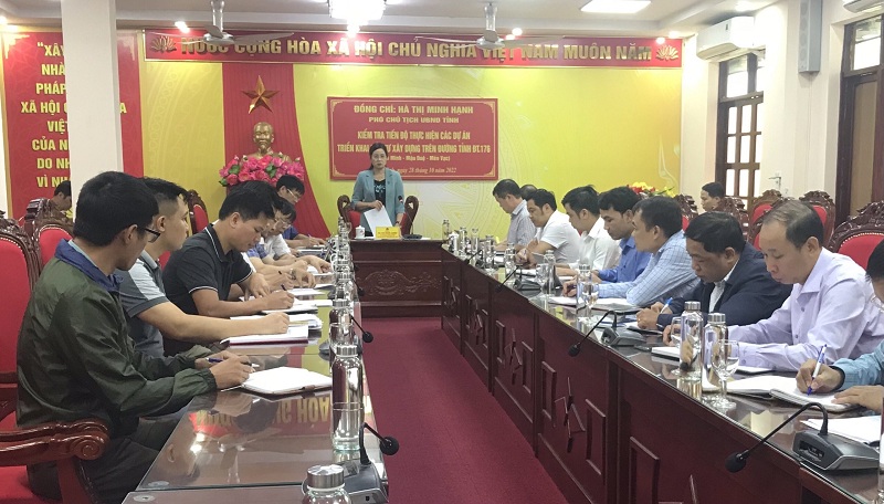 Phó Chủ tịch UBND tỉnh Hà Thị Minh Hạnh kiểm tra tiến độ nâng cấp tỉnh lộ 176