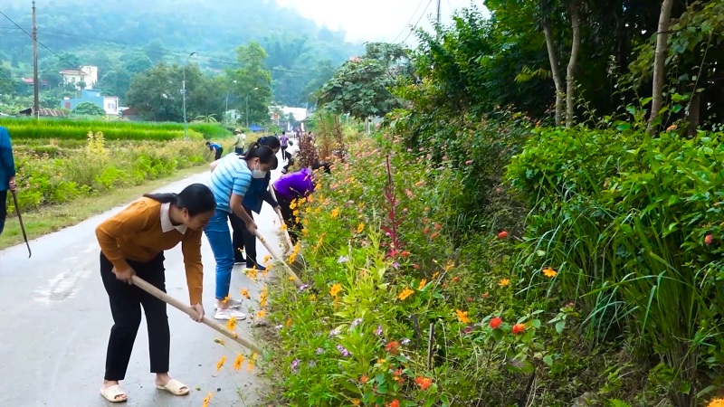 Tuyến đường hoa của Hội phụ nữ thị trấn Yên Minh góp phần tạo cảnh quan môi trường xanh - sạch - đẹp