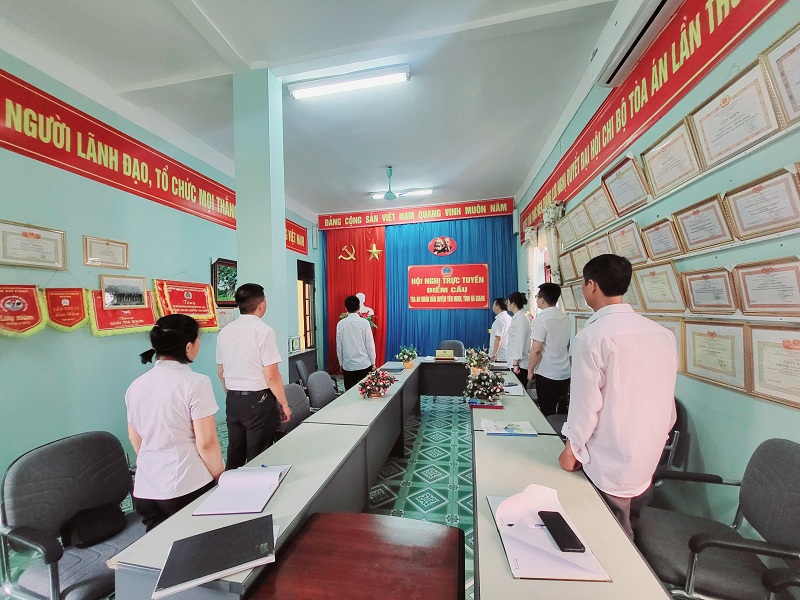 TAND huyện Yên Minh thực hiện nghi lễ chào cờ đầu tuần hằng tháng