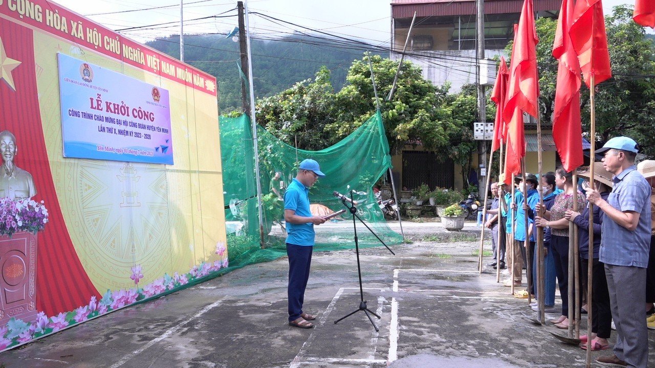 LĐLĐ huyện Yên Minh khởi công công trình chào mừng Đại hội Công đoàn huyện lần thứ X nhiệm kỳ 2023 - 2028